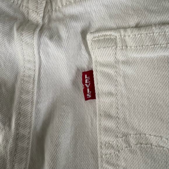 Levi’s Wedgie Straight Jeans 27 White | Y2K High Rise Raw Hem Ankle Denim Pants - Picture 9 of 15